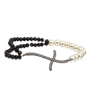 Best Double Layer Glass Beads Handmade Beaded Bracelet Elastic Black Customized For Women wholesale
