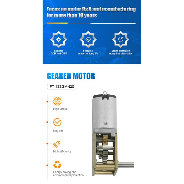 FT-12SGMN20 Mini DC Worm Gear Brushed Motor