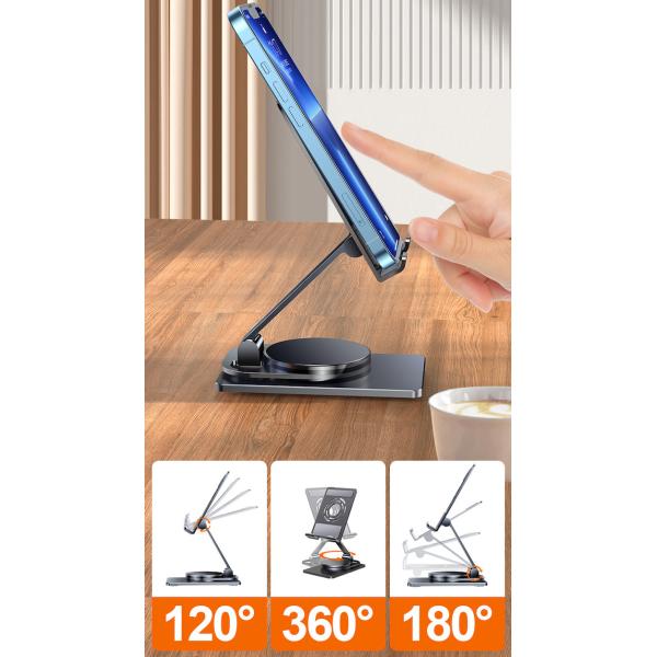 360 Degree Rotation Lightweight Foldable Aluminum Desktop Phone Stand For Comfortable Working