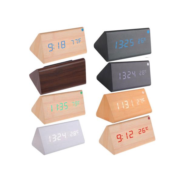 New wooden LED Alarm Clock,despertador Temperature Sounds Control LED display,electronic desktop Digital table clock