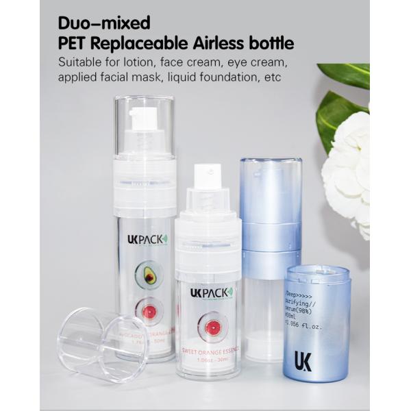 30ml/50ml DUO-Mixed PET Replaceable Airless Bottle Skin Care Packaging UKA84