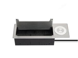 Desktop Cable Cubby Box / Wireless Charging Countertop Socket Brush Multimedia Information Box