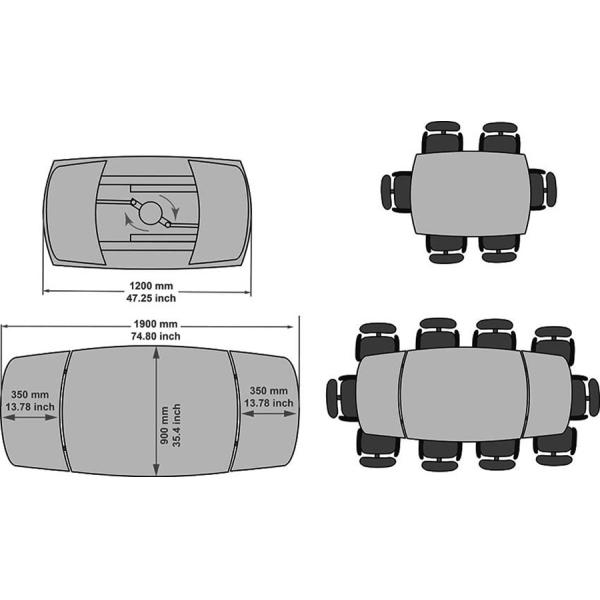 1.9 Meter Extension Dining Table , Stone Coated Industrial Dining Table