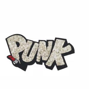 Fashion Punk Sew On Letter Patches Sequined Material With Pin / Iron On Backing