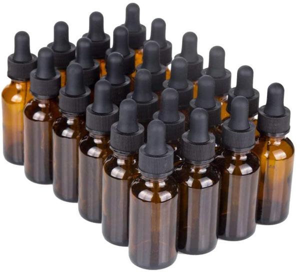 Cheap Graduated Scale Amber Glass Cosmetic Containers 0.7oz 30ml Dropper Bottles With Pipette for sale