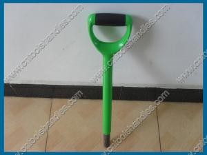 China steel tube shovel/spade handle with plastic coated, D grip, green color, plastic coated steel tube manufacturer on sale