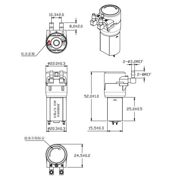 DC 5V Micro Peristaltic Pump Horizontal Position For Beauty Instrument