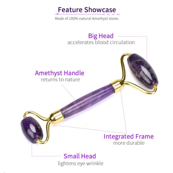 Purple Amethyst Jade Roller Gua Sha Set Tighten Skin