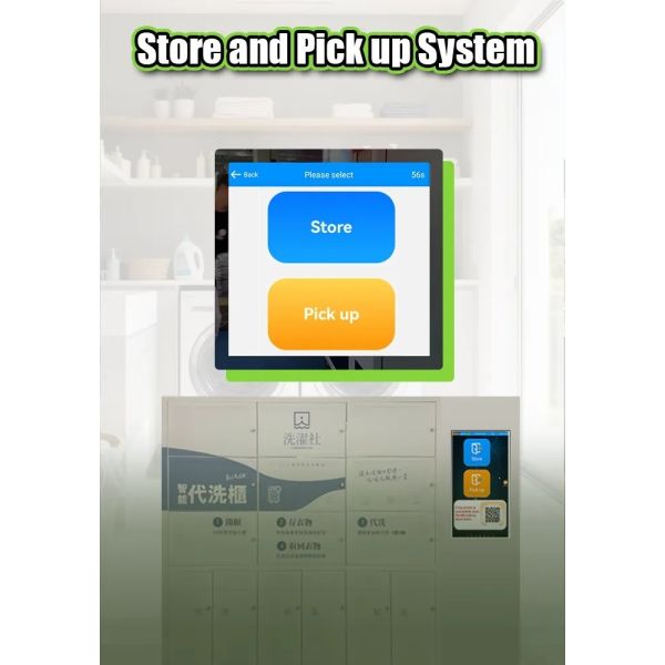 Self-Service Laundromat Vending Machine with 18 Months Warranty Wash & Pick-Up Function and Secure Locker Storage