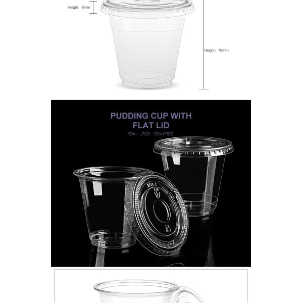 New products disposable PET 150ml clear smoothie cup with flat lid