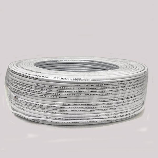 OEM Free Sample of 2*0.75 Square Copper Power Supply Wire and Cable with White Flat Sheathed Wire and Cable with High Qu