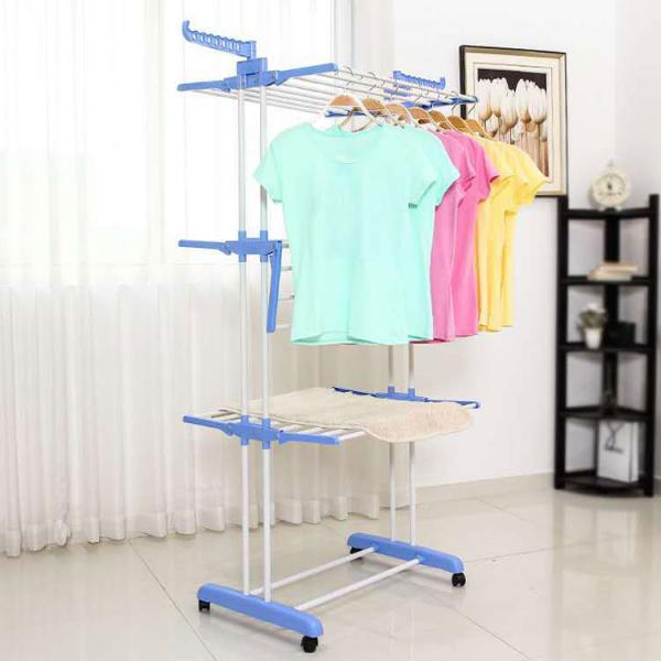Cheap Balcony 3 Tier Folding Clothes Hanger Rack Stainless Steel Multifunctional for sale