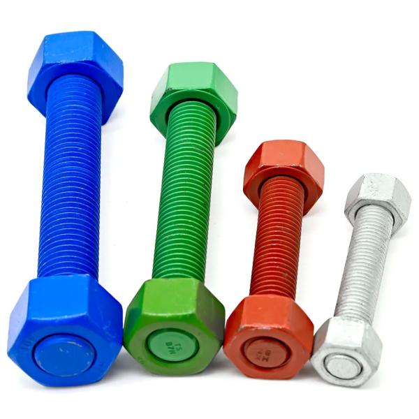 Cheap Astm A193 Threaded Steel Stud Bolt  Zinc Plated Xylan Coating Thread Rod With Nuts for sale