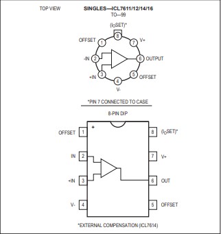 CMOS ICL7612DCTV Integrated Circuit Chip Amplifiers ICs 70dB
