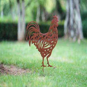 China Metal Animal Garden Ornament Metal Silhouette Garden Stakes, Hen And Chick on sale