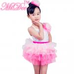 Two Tones Tiers Skirt Silver Sequins Bodice Dress Dance Clothes for Kids