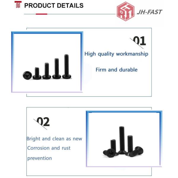 M4 14mm Black Oxide Flat Countersunk Head Steel Metric Mini Torx Screws with Control