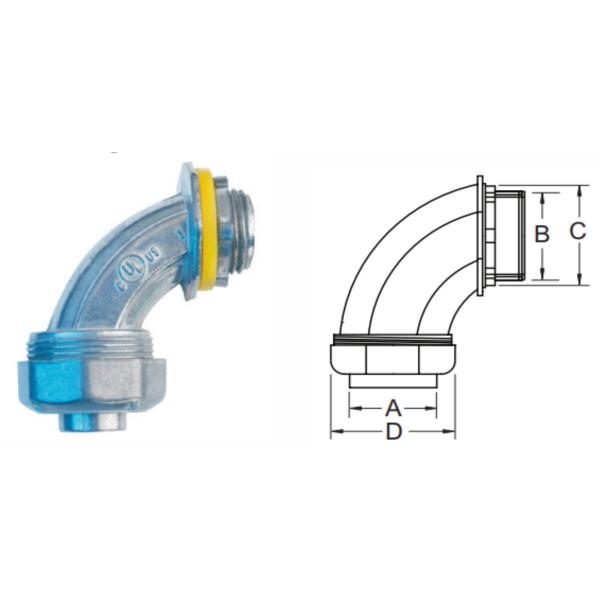 Zinc 90 Degree Liquid Tight Connector 3 Inch