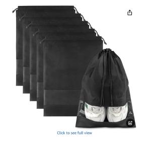 Large  Travel Shoe Bags - 5 Pcs with Clear Window, Non-Woven Drawstring, 12.6 X 17.3 for Men Women