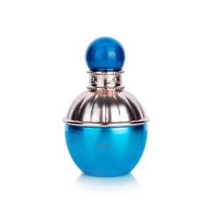 50ml Cylindrical Blue Frosted Glass Bottle With Golden Lid For Empty Cream Jar