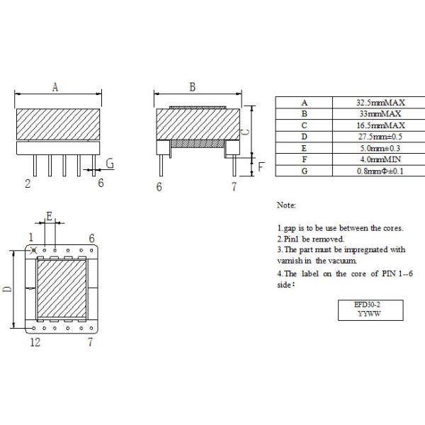 Three Color Copper Wire High Frequency Transformer EFD Series SMD Type