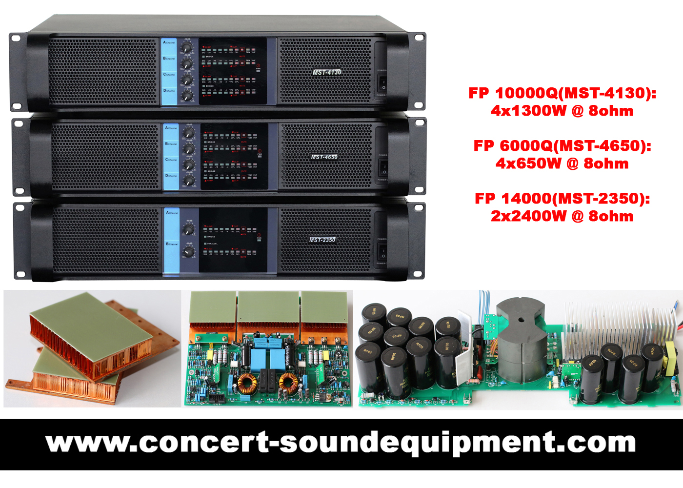 Line Array Sound System , FP 10000Q 4 Channel Switch Mode Amplifier 4x1300W