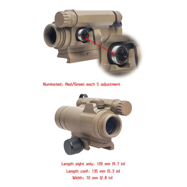 Fixed Focus Type Green / Red Dot Sight Scope Tactical M4 2 MOA Dot DE Housing