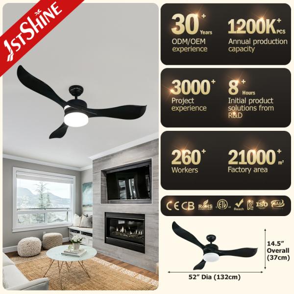 33.3W 52inch 5 Speed Remote Control Plastic LED Ceiling Fan With Light