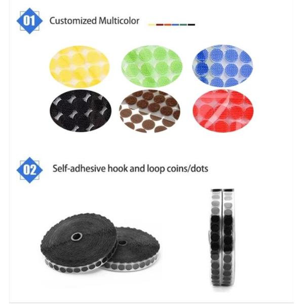 Light Weight Loop And Hook Adhesive Dots Strong stick hook and loop Dots 10mm