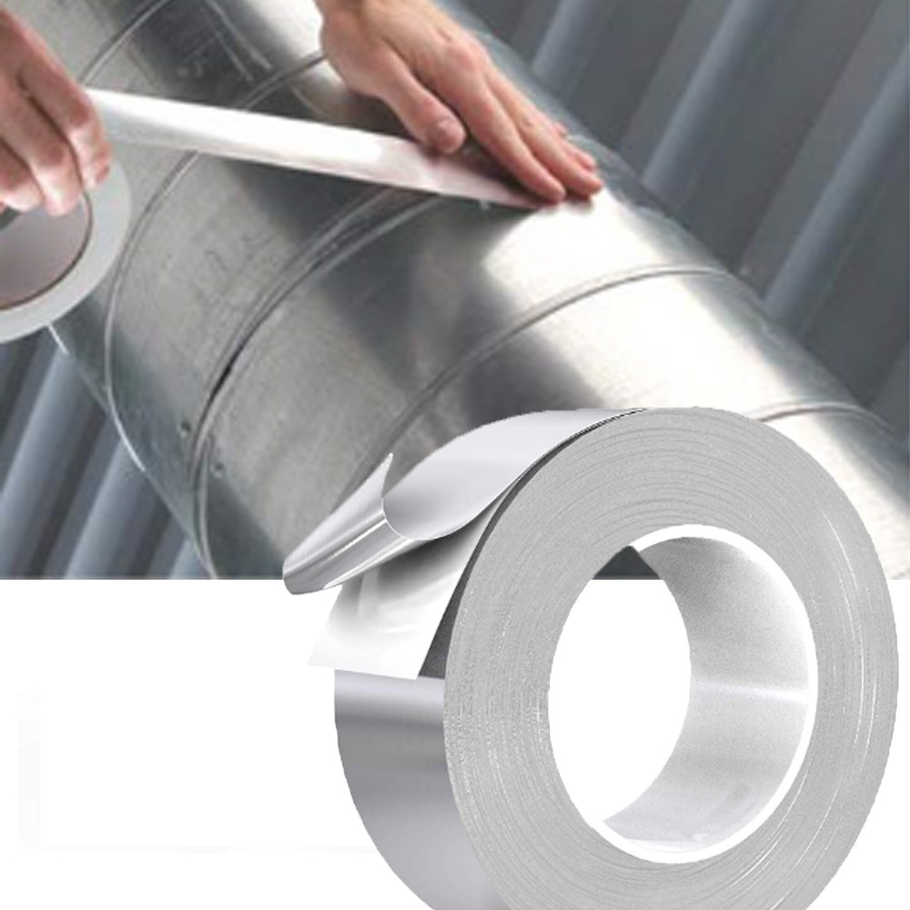 18N/25mm Adhesion To Steel 50m Length Aluminum Foil Duct Tape Strong Holding Power