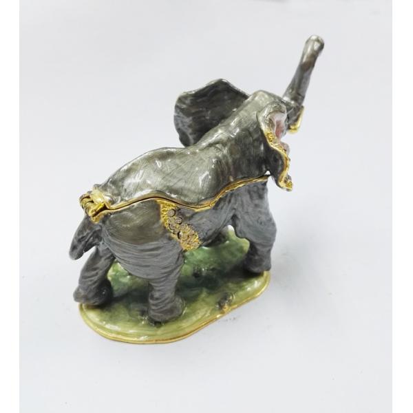 pewter family elephant jewelry box,elephant shape bejeweled box,alloy elephant trinket box