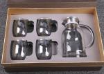 62 Oz Glass Tea Infuser Set Stainless Steel Cover With 4 Double Walled Cups