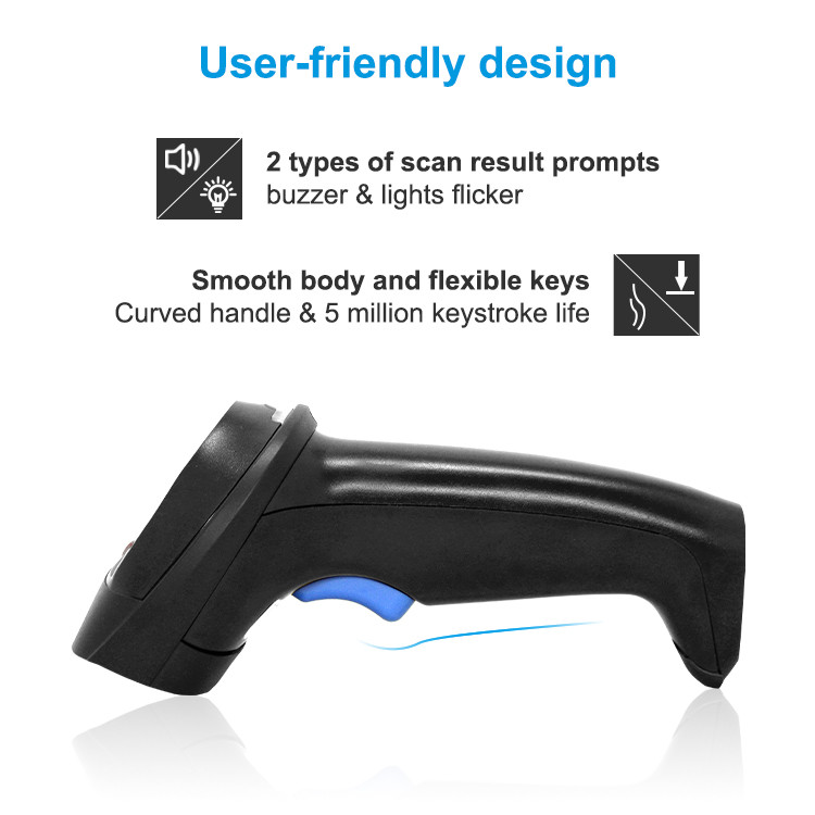 Handheld 2D Wired Barcode Scanner Gun With USB Or RS232 Interface