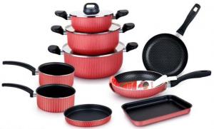 China Aluminum Prestige Non-stick Cookware casserole Sets With Silk Screen with glass lids on sale