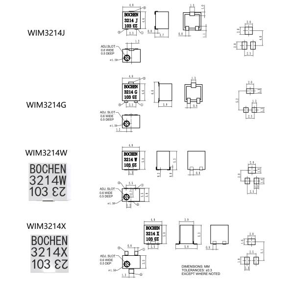 3214 Series 0.25w 5 Turn 4 mM multiturn Cermet Trimmer Potentiometer