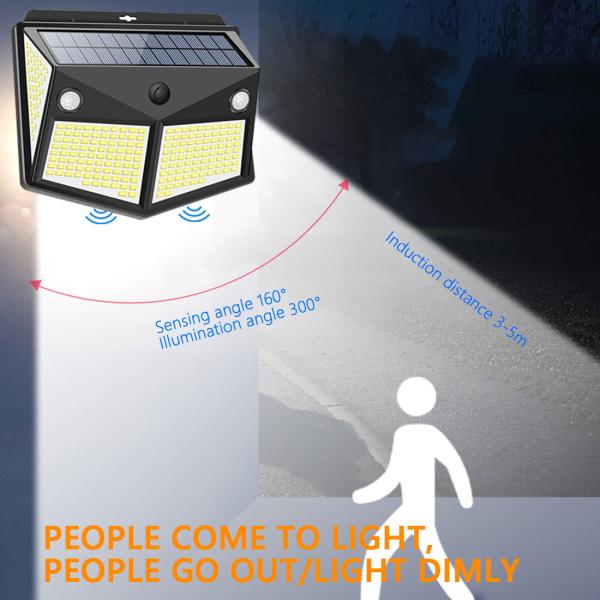 2200mAh Battery 500lm 260 Led Solar Motion Sensor Wall Light For Garden