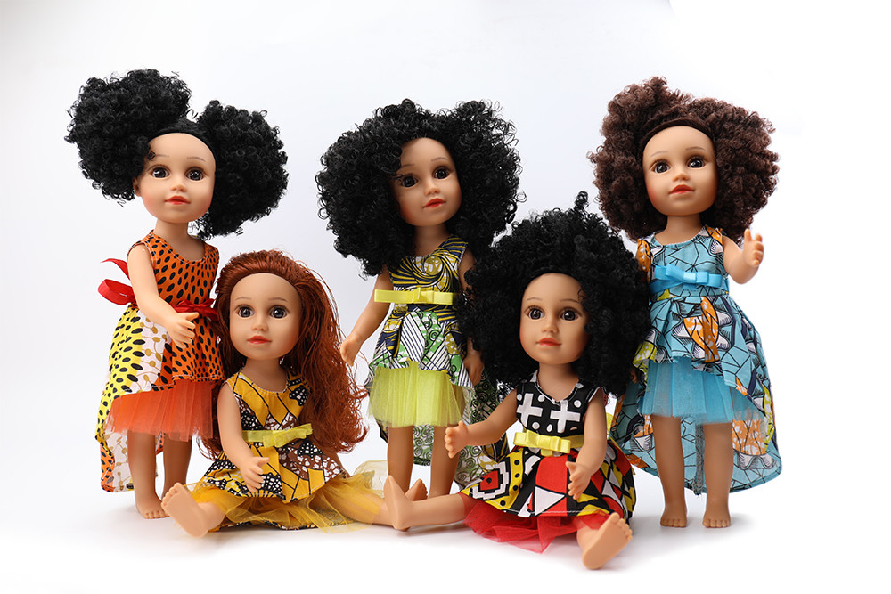 Gentle Hand Wash 35cm Silicone Vinyl Dolls For Kids African Black Doll