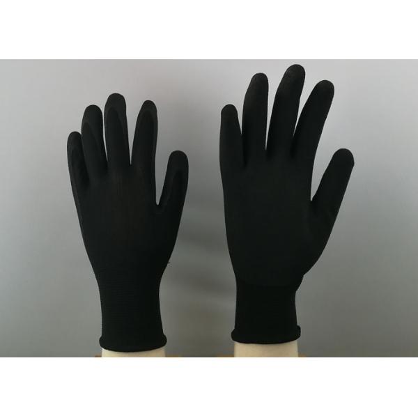 Seamless Design Black Nitrile Gloves , Nitrile Palm Coated Gloves For Precision Assembly Work