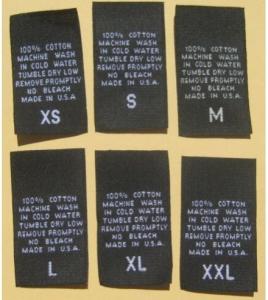 China Dry Cleanable Black Woven Wash Care Labels 100% Cotton Twill Fabric on sale