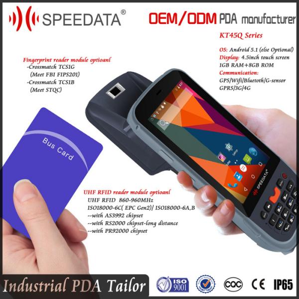 Cheap Integrated Handheld UHF RFID Reader , Waterproof Barcode Scanner Fingerprint for sale