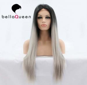China Ombre Color 1b / Sliver Heat Resistant Human Hair Lace Front Wigs Girl use on sale