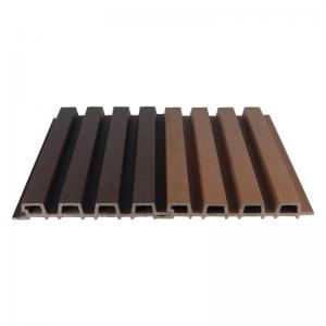 China Brown 25x227mm WPC Cladding Wall Panel For Hotel Park Wood Plastic Composite Siding Grille Plank on sale