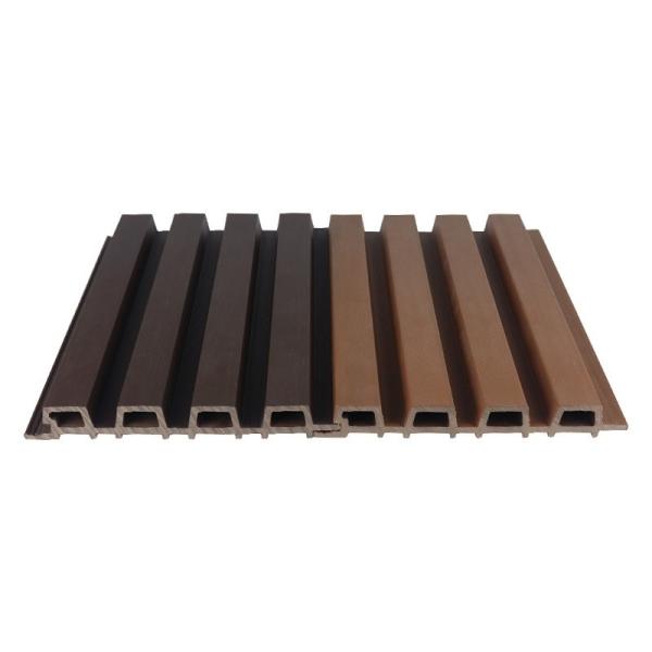 Cheap Brown 25x227mm WPC Cladding Wall Panel For Hotel Park Wood Plastic Composite Siding Grille Plank for sale