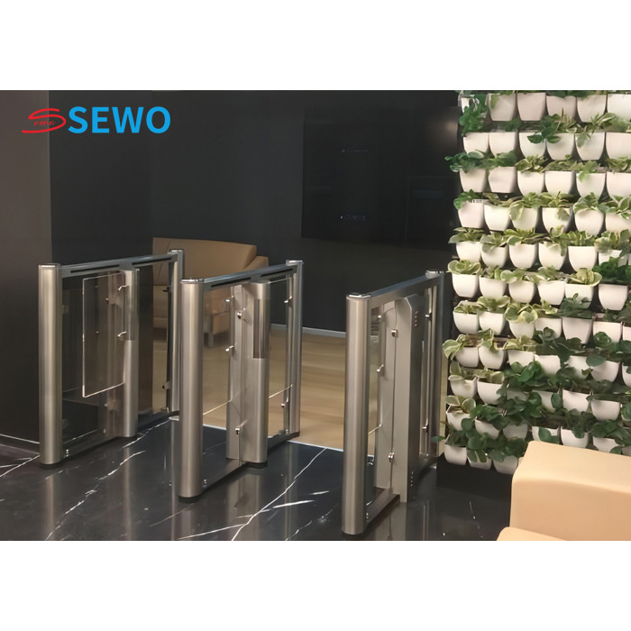 Outdoor Biometric Access Control System Turnstile Speed Gate Systems Stainless Steel Swing Gate