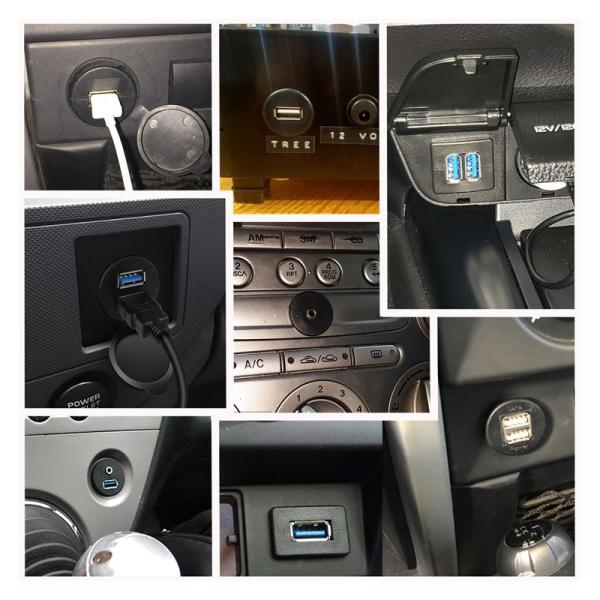 Customize Dual Type C Male to Female Waterproof Extension Cable With Flush Mount Panel For Car Truck Boat Motorcycle Computer
