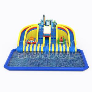 Best 0.9mm Plato Commercial Inflatable Water Park With Slide wholesale