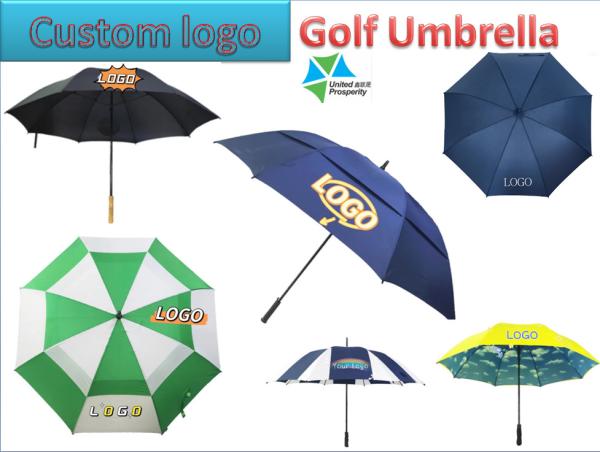 Cheap Customized Logo Windproof Fiberglass Golf Umbrella Double Canopy for sale