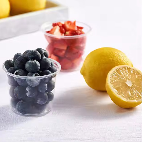 3oz PLA Plastic Disposable Condiment Cups With Hinged Lid Eco Friendly