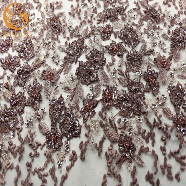 Cheap MDX 3D Elegant Lace Fabric / Embroidered Lace Fabric Customized for sale