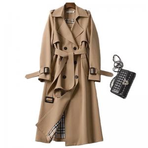 Best Elegant Light Fashion Puffer Down Coat Belted Overcoat Women Trench Coat wholesale